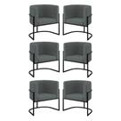 Kit 06 Poltronas Lua Sala Decorativa Base de Ferro Black