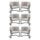 Kit 06 Poltronas Lua Sala Decorativa Base De Ferro Black Bege Kit 06 Poltronas Lua Sala Decorativa Base De Ferro Black Bege