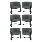 Kit 06 Poltronas Lua Sala Decorativa Base De Ferro Black Cinza Kit 06 Poltronas Lua Sala Decorativa Base De Ferro Black Cinza