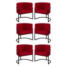 Kit 06 Poltronas Lua Sala Decorativa Base De Ferro Black Vermelho Kit 06 Poltronas Lua Sala Decorativa Base De Ferro Black Vermelho