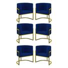 Kit 06 Poltronas Lua Sala Decorativa Base De Ferro Gold Azul Marinho Kit 06 Poltronas Lua Sala Decorativa Base De Ferro Gold Azul Marinho