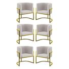 Kit 06 Poltronas Lua Sala Decorativa Base de Ferro Gold