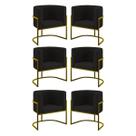 Kit 06 Poltronas Lua Sala Decorativa Base de Ferro Gold
