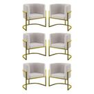 Kit 06 Poltronas Lua Sala Decorativa Base De Ferro Gold Bege Kit 06 Poltronas Lua Sala Decorativa Base De Ferro Gold Bege