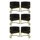 Kit 06 Poltronas Lua Sala Decorativa Base De Ferro Gold Preto Kit 06 Poltronas Lua Sala Decorativa Base De Ferro Gold Preto