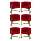 Kit 06 Poltronas Lua Sala Decorativa Base De Ferro Gold Vermelho Kit 06 Poltronas Lua Sala Decorativa Base De Ferro Gold Vermelho