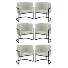 Kit 06 Poltronas Lua Sala Decorativa Base Ferro Black Bouclê