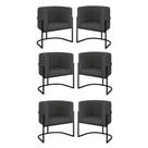 Kit 06 Poltronas Lua Sala Decorativa Base Ferro Black material sintético Cinza Kit 06 Poltronas Lua Sala Decorativa Base Ferro Black material sintético Cinza
