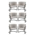 Kit 06 Poltronas Lua Sala Decorativa Base Ferro Black material sintético Cor:bege Bege Kit 06 Poltronas Lua Sala Decorativa Base Ferro Black material sintético Cor:bege Bege