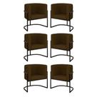 Kit 06 Poltronas Lua Sala Decorativa Base Ferro Black material sintético Marrom Kit 06 Poltronas Lua Sala Decorativa Base Ferro Black material sintético Marrom