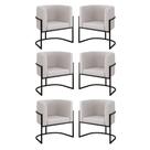 Kit 06 Poltronas Lua Sala Decorativa Base Ferro Black Veludo Cor:bege Bege Kit 06 Poltronas Lua Sala Decorativa Base Ferro Black Veludo Cor:bege Bege