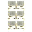 Kit 06 Poltronas Lua Sala Decorativa Base Ferro Gold Bouclê
