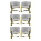 Kit 06 Poltronas Lua Sala Decorativa Base Ferro Gold Bouclê