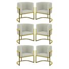 Kit 06 Poltronas Lua Sala Decorativa Base Ferro Gold Bouclê Bege Kit 06 Poltronas Lua Sala Decorativa Base Ferro Gold Bouclê Bege