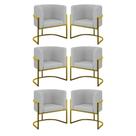 Kit 06 Poltronas Lua Sala Decorativa Base Ferro Gold Bouclê Cinza Kit 06 Poltronas Lua Sala Decorativa Base Ferro Gold Bouclê Cinza