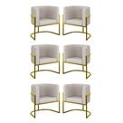 Kit 06 Poltronas Lua Sala Decorativa Base Ferro Gold material sintético