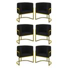 Kit 06 Poltronas Lua Sala Decorativa Base Ferro Gold material sintético