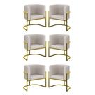Kit 06 Poltronas Lua Sala Decorativa Base Ferro Gold material sintético Bege Kit 06 Poltronas Lua Sala Decorativa Base Ferro Gold material sintético Bege