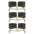 Kit 06 Poltronas Lua Sala Decorativa Base Ferro Gold material sintético Cinza Kit 06 Poltronas Lua Sala Decorativa Base Ferro Gold material sintético Cinza