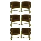 Kit 06 Poltronas Lua Sala Decorativa Base Ferro Gold material sintético Marrom Kit 06 Poltronas Lua Sala Decorativa Base Ferro Gold material sintético Marrom