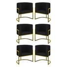 Kit 06 Poltronas Lua Sala Decorativa Base Ferro Gold material sintético Preto Kit 06 Poltronas Lua Sala Decorativa Base Ferro Gold material sintético Preto