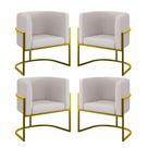 Kit 06 Poltronas Lua Sala Decorativa Base Ferro Gold Veludo Bege Kit 06 Poltronas Lua Sala Decorativa Base Ferro Gold Veludo Bege