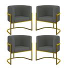 Kit 06 Poltronas Lua Sala Decorativa Base Ferro Gold Veludo Cinza Kit 06 Poltronas Lua Sala Decorativa Base Ferro Gold Veludo Cinza
