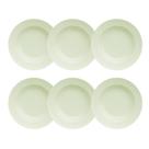 Kit 06 Prato Fundo Chevron Verde Menta Germer Porcelanas