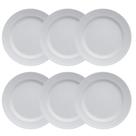 Kit 06 Prato Raso Relevo Chevron Branco Germer Porcelanas