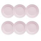 Kit 06 Prato Raso Rosa Fractal Chevron Germer Porcelanas