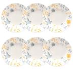 Kit 06 Pratos Fundos de Sopa 21cm Branco Color Birds