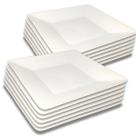 Kit 06 Pratos Raso Quadrado Branco Melamina Leve Resistente 25cm - Bestfer