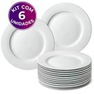 Kit 06 Pratos Raso Redondo Branco de Melamina Plástico Resistente 28cm Leve - Bestfer