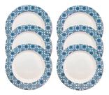 Kit 06 Pratos Rasos Decorados Melamina 25cm Branco - 1010COR