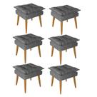 Kit 06 Puff Puf Banqueta Opala Para Quarto Sala Recepção Suede Cinza - Ninho Decor