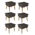 Kit 06 Puff Puf Banqueta Opala Para Quarto Sala Recepção Suede Marrom Escuro - Ninho Decor