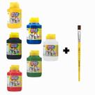Kit 06 Tinta Tempera Guache Acrilex 250ml Escolar Infantíl + Brinde Pincel