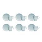 Kit 06 Xícara Café com Pires Azul Cottage Germer Porcelanas