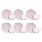 Kit 06 Xícara Chá Pires Rosa Fracta Chevron Germer Porcelana Kit 06 Xícara Chá Pires Rosa Fracta Chevron Germer Porcelana