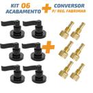 Kit 06Acabamento C70 Curvo Preto Registro Pressão Fabrimar