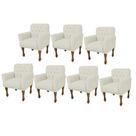 Kit 07 Poltrona Cadeira Decorativa Mona Luxo com Strass Sala de Estar Recepção Escritório material sintético Bege - Damaffê Móveis