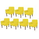Kit 07 Poltrona Cadeira Decorativa Mona Luxo com Strass Sala de Estar Recepção Escritório Suede Amarelo - Damaffê Móveis