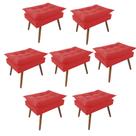 Kit 07 Puff Opala decorativo Pés em Madeira Sala de Estar Recepção Escritório material sintético Vermelho - KDAcanto Móveis Kit 07 Puff Opala decorativo Pés em Madeira Sala de Estar Recepção Escritório material sintético Vermelho - KDAcanto Móveis