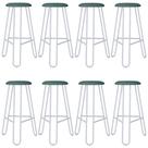 Kit 08 Banquetas Baixa Bar Cozinha Sala de Jantar Áris C01 Branco material sintético Verde Sálvia - Lyam Decor
