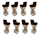 Kit 08 Banquetas Luma Base de Ferro Sued Marrom - D'Classe Decor Kit 08 Banquetas Luma Base de Ferro Sued Marrom - D'Classe Decor