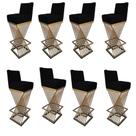Kit 08 Banquetas Luma Base de Ferro Sued Preto - D'Classe Decor