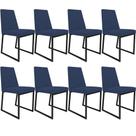 Kit 08 Cadeira Para Sala Jantar Base Aço Industrial Preto Dafne L02 Suede Azul Marinho -LyamDecor