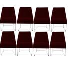 Kit 08 Cadeiras Ana Base de Ferro prata suede Marsala - D'Classe Decor