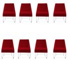 Kit 08 Cadeiras Ana Base de Ferro prata suede Vermelho - D'Classe Decor