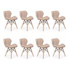 Kit 08 Cadeiras Charles Eames Eiffel Slim Wood Estofada - Nude